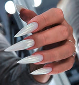 Moonglow Unghie Lunghe Stiletto Bianco Latte Rosa Sfumato Glitter Unghie Finte Fresche Con Colla Unghie Artificiali Glitter Rosa Ombre