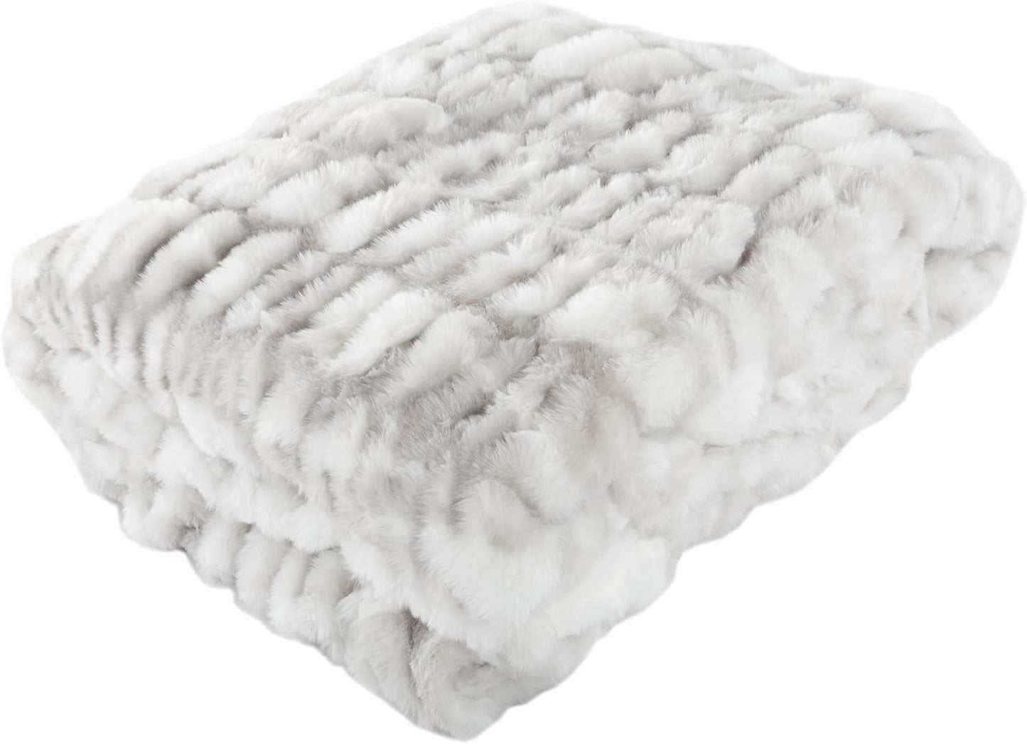 Lavish Home Coperta Gerüschte Oversize in Pelliccia Sintetica, 152,4 X 203,2 Cm, Pelliccia Sintetica Jacquard, Copriletto Queen Size per Letti e Divani, Grigio Lavish Home Letti e Coperte Grigio