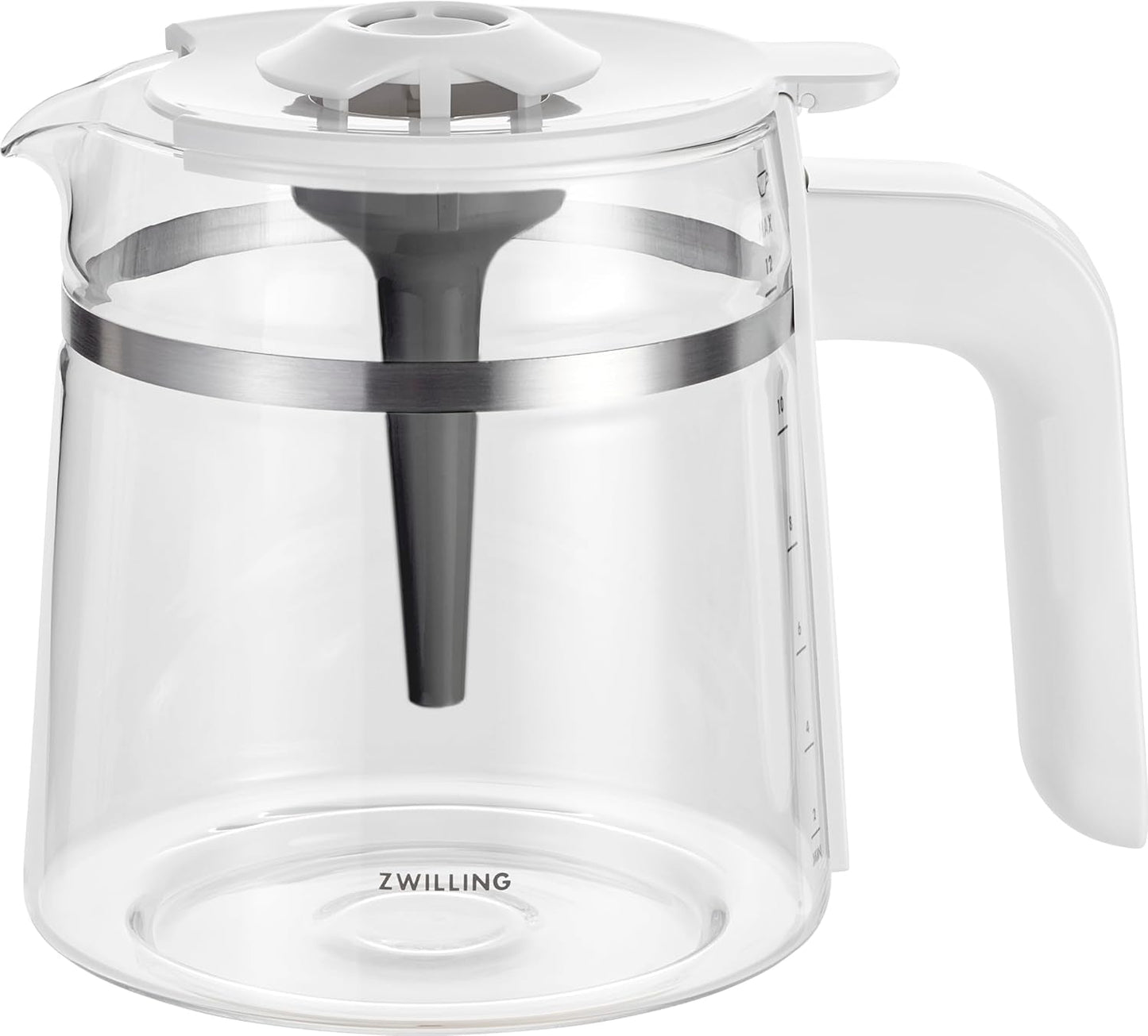 ZWILLING ENFINIGY Macchina per caffè espresso con filtro con caraffa in vetro da 1,5 litri, Macchina per caffè espresso con caldaia in acciaio inossidabile, Funzione fioritura e decalcificazione intelligente, Plastica, Argento