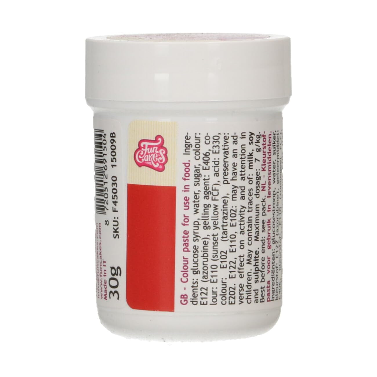 Colorante alimentare concentrato Funcakes Pasta Colorante natalizio rosso; per pasta, panna, fondente, marzapane, pasta, pasta da modellare e pasta per fiori. Halal e Kosher. 30 g (confezione da 2)