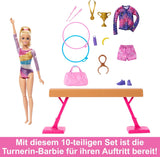 Divertente set da gioco Barbie Ginnastica con trave di equilibrio e oltre 10 pezzi a tema per storie vincenti, HRG52