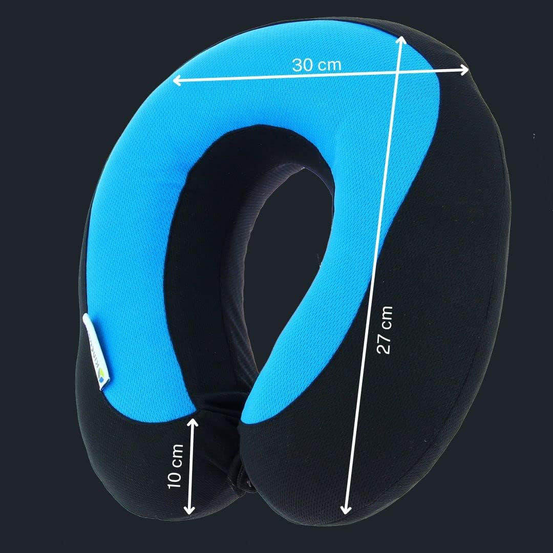 Kine Travel 169803 Cuscino per collo in gel Cuscino da viaggio ergonomico approvato dalla fisioterapia Cuscini da viaggio neri e blu Naty Shop