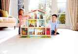 Hape Doll's Villa Casa delle bambole in legno con 10 stanze Gioco di ruolo creativo con mobili e accessori Giocattolo educativo per bambini dai 3 anni in su