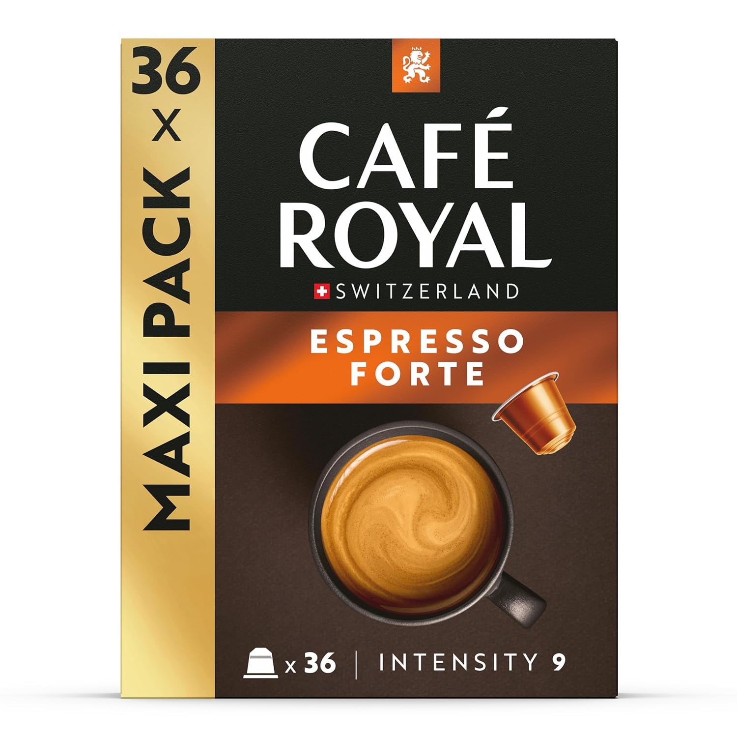 Café Royal Espresso Forte – Capsule di caffè compatibili Nespresso®, 100% Arabica, corposo, tostatura media, intensità 9/12, 36 capsule