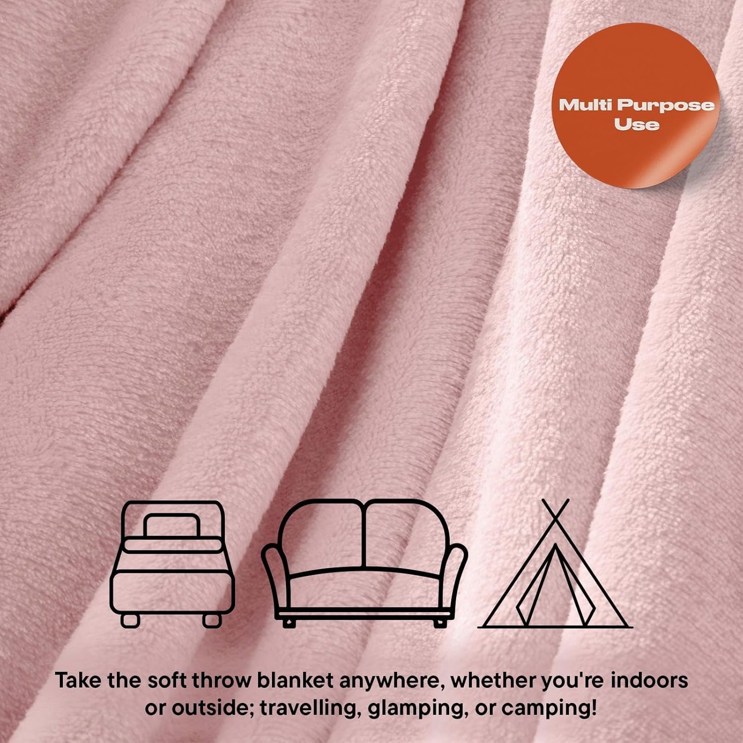 Coperta in pile di flanella Brentford, extra morbida, grande, soffice, calda, copriletto per camera da letto, letto singolo, divano, divano, rosa cipria - 120 x 150 cm Letti e coperte Beuche den Brentfords-Store