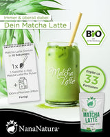 Mix di latte matcha biologico di Nananatura con polvere di tè verde di grado cerimoniale al 22% dal Giappone | Per un piacere semplice e delizioso del tè | Adatto anche per gelati e pasticceria