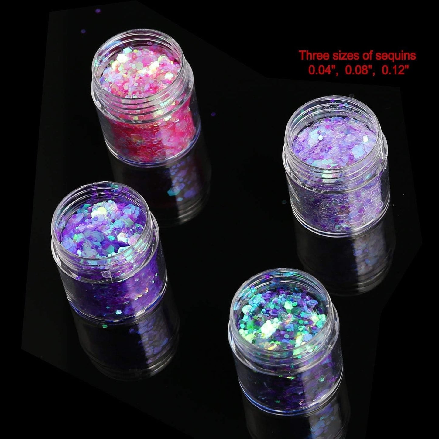 Howaf 12 scatole glitter per unghie viso corpo pennello glitter trucco glitter per unghie occhi labbra capelli decorazione del corpo Halloween Natale Festival mascherata accessori per il trucco