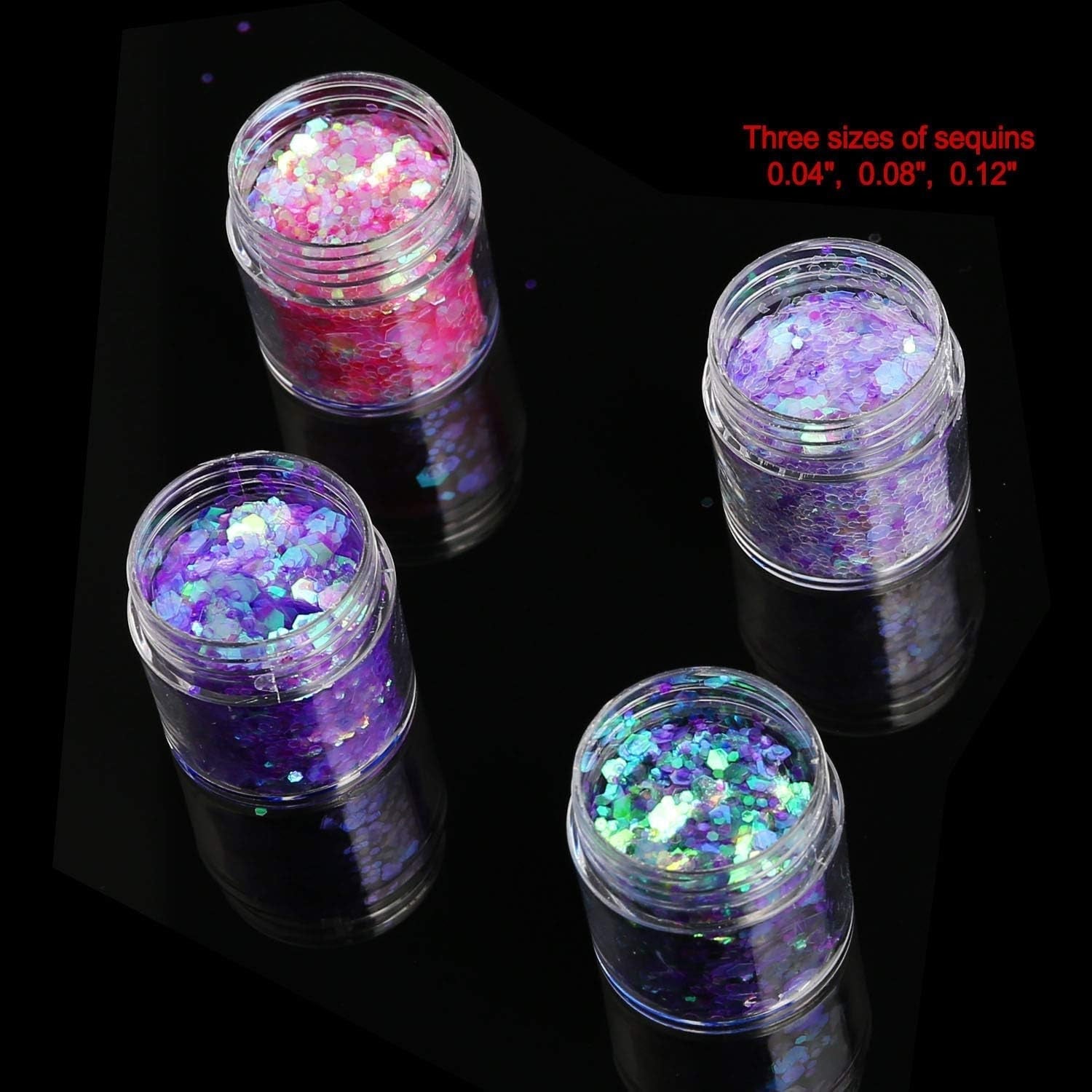 Howaf 12 scatole glitter per unghie viso corpo pennello glitter trucco glitter per unghie occhi labbra capelli decorazione del corpo Halloween Natale Festival mascherata accessori per il trucco