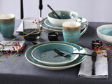Creatable, serie Caldera, set di stoviglie in gres lavabile in lavastoviglie e adatto al microonde, produzione di qualità (set combinato da 8 pezzi verde)