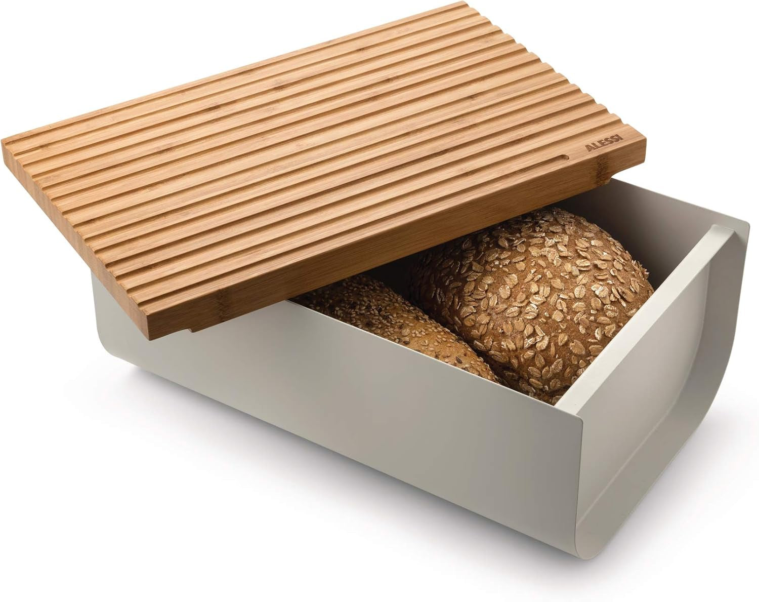 Alessi Mattina BG03 R - Cestino pane in acciaio inox con resina epossidica e legno di bambù, rosso Contenitori per alimenti Naty Shop