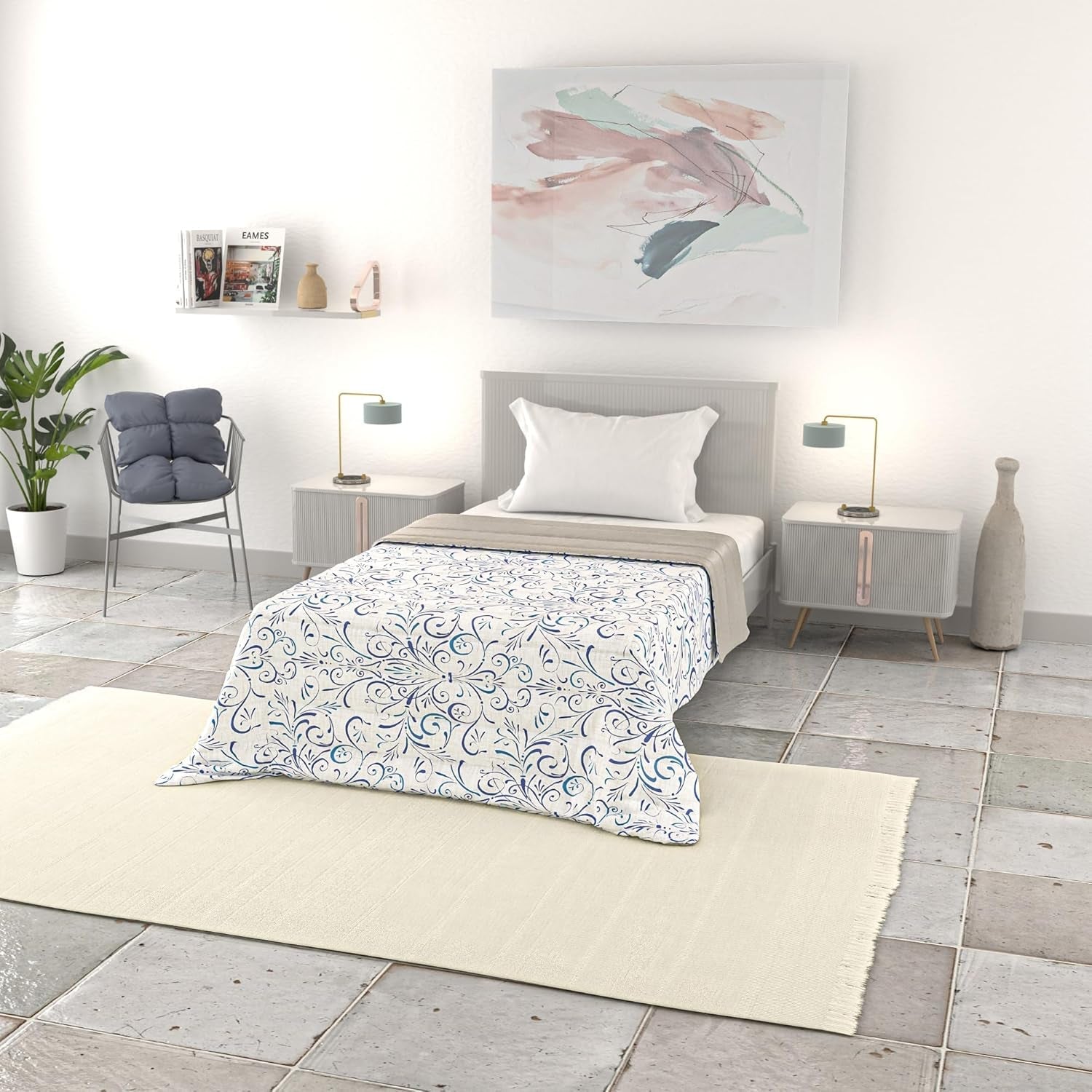 Coperta estiva basic, microfibra, righe jeans, 200X240Cm Trapunte e Piumoni Naty Shop Ornatotex 200X240Cm
