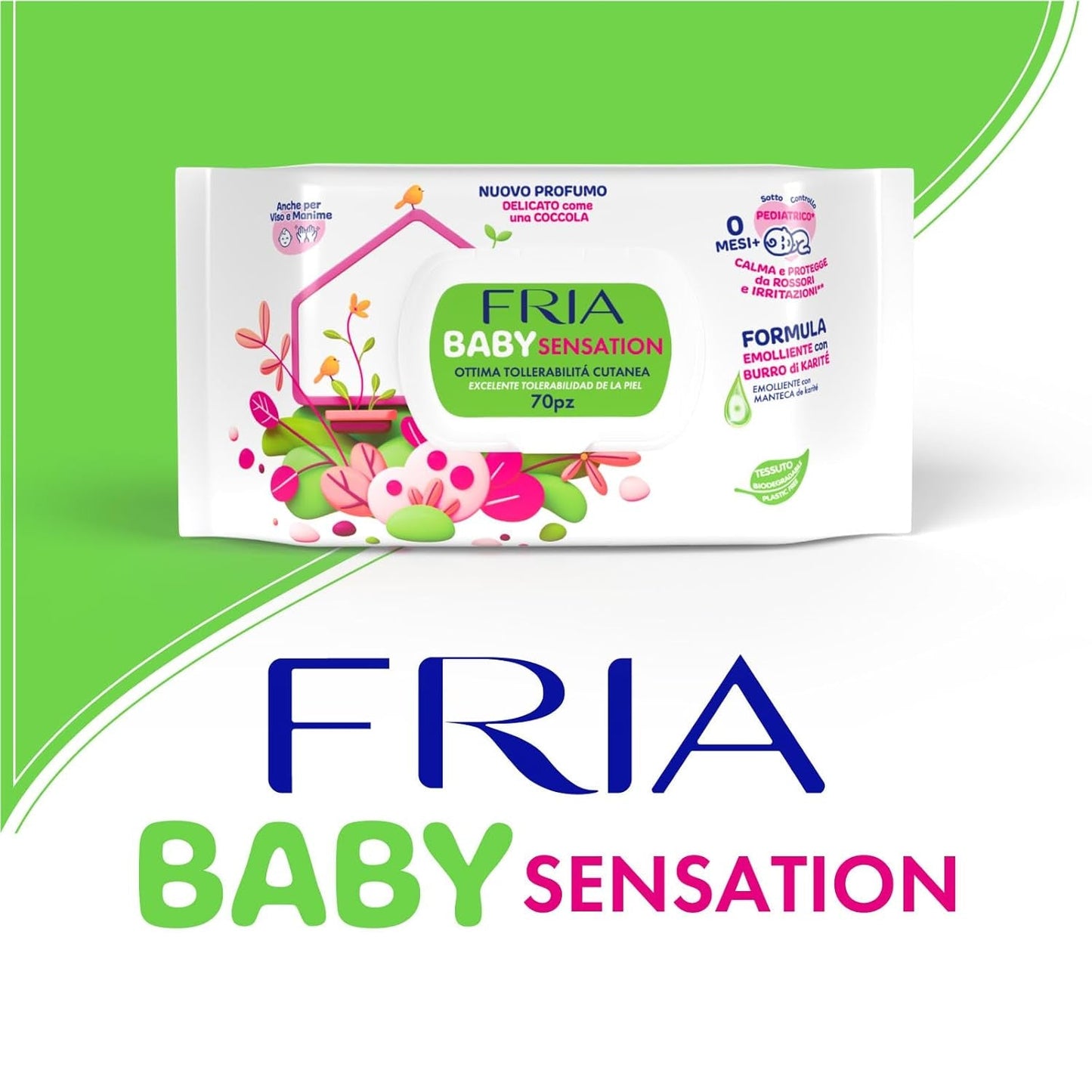 Baby Sensations con coperchio, 72 salviette umidificate, salviette detergenti per la cura personale, unisex, bambini