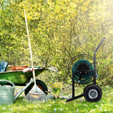 Carrello portatubo Relaxdays, avvolgitubo mobile, attacco 1/2" e 3/4", tubo fino a 80 m, 2 ruote, metallo, nero