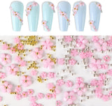 Unghie floreali 3D, 6 griglie, ciondoli per unghie floreali, strass per unghie acrilici, accessori per unghie, decorazioni per unghie primaverili fai da te