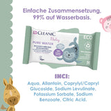 Salviettine umidificate Cleanic Baby Eco Pure Water – (1 x 50 pz.) Salviette umidificate per bambini e neonati – senza profumo, lavabili, pelle sensibile – 50 pz.