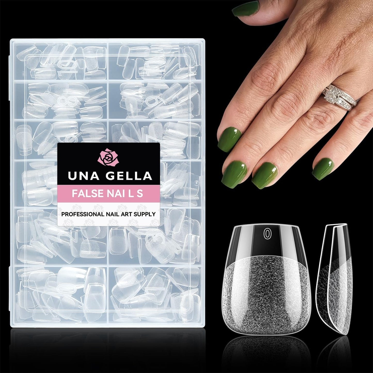 Punte per unghie in gel ballerina 216 pezzi 12 dimensioni Punte per unghie in gel morbido Copertura completa Set di estensioni per unghie Semi opaco Fai da te Home Art