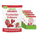 FRECHE FREUNDE Chips di frutta alla fragola bio, chips di frutta liofilizzata, frutta secca a fette al naturale senza zuccheri aggiunti, vegano, senza lattosio, senza glutine, confezione da 12 (12 x 12g)