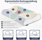 BedStory Cuscino in Memory Foam, Cuscino di Supporto per Collo Regolabile in Altezza, Cuscino ergonomico, Cuscino per chi dorme sul fianco per chi dorme sulla schiena e sullo stomaco (60x36x12/10 cm)