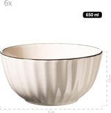 MÄSER 931967 Osita Retro Series 6 persone Wave Servizio da tavola, Set di stoviglie rotonde da 18 pezzi, Piatti piani, Piatti da dessert e Ciotole per cereali, Ceramica, Bianco crema