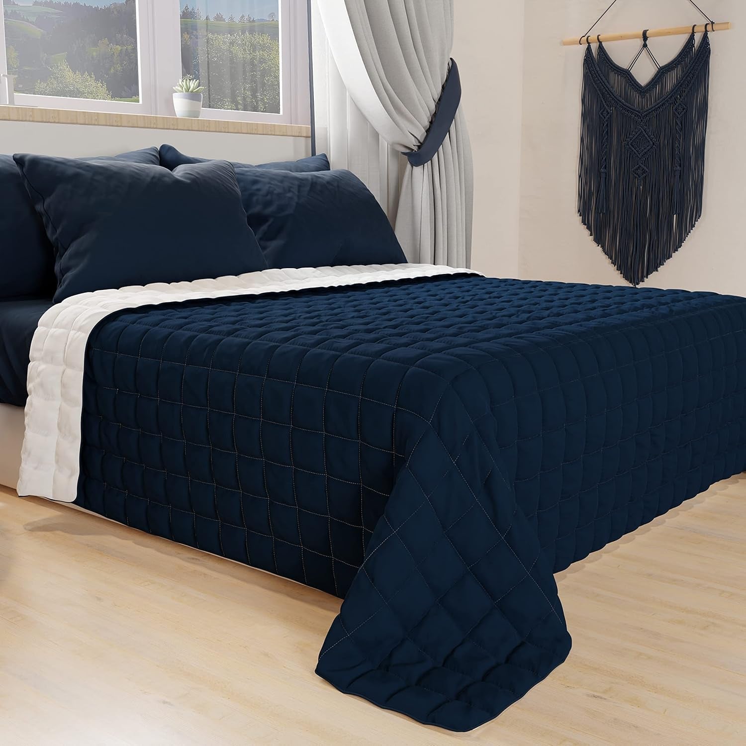 PETTI Artigiani Italiani - Trapunta letto singolo, trapunta double face, trapunta primaverile, blu notte, bianco, Piumini e Trapunte 100% Made in Italy Naty Shop