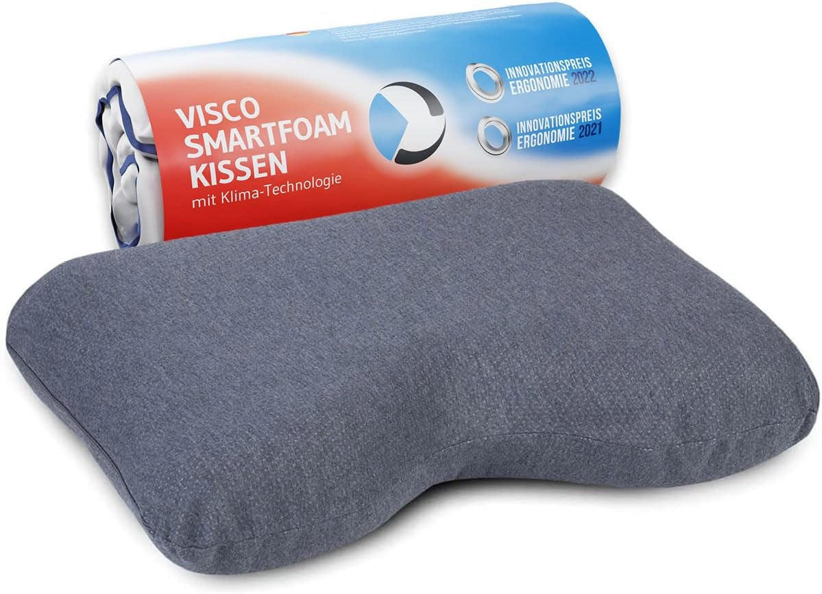 Cuscino per dormire laterale GIANFAR | Cuscino ortopedico per il supporto del collo | Memory foam ultra fresco contro mal di gola ed emicrania | Copertura termoregolante | Cuscino per dormire laterale con colonna cervicale 55X40X12/10 cm Cuscini ortopedici cervicali Naty Shop Antracite Thermic Quickdry Bezug