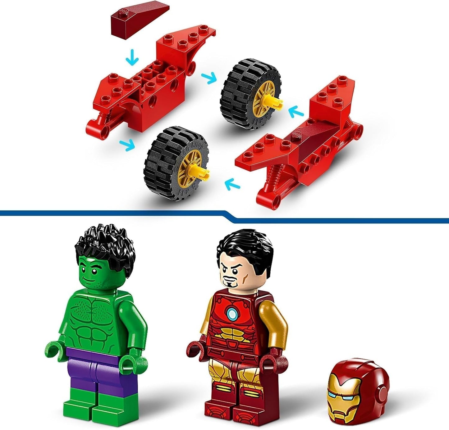 LEGO Marvel Iron Man con bici e Hulk, giocattolo da costruzione di supereroi per bambini, set da collezione con bici e minifigure, regalo per ragazze e ragazzi di 4 anni 76287 Set da costruzione Besuche den LEGO-Store