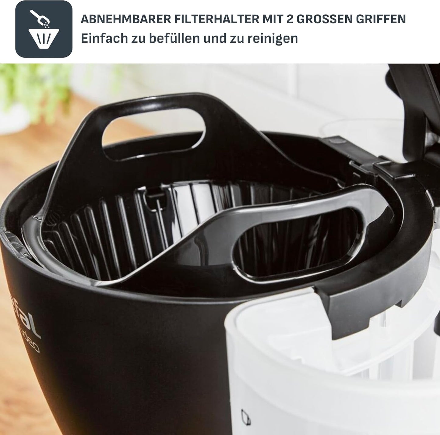 Macchina per caffè espresso con filtro Tefal Includeo, macchina per caffè espresso estremamente facile da usare, adatta per destrimani e mancini, apertura automatica del coperchio, 1,25 L, da 10 a 15 tazze, CM533811