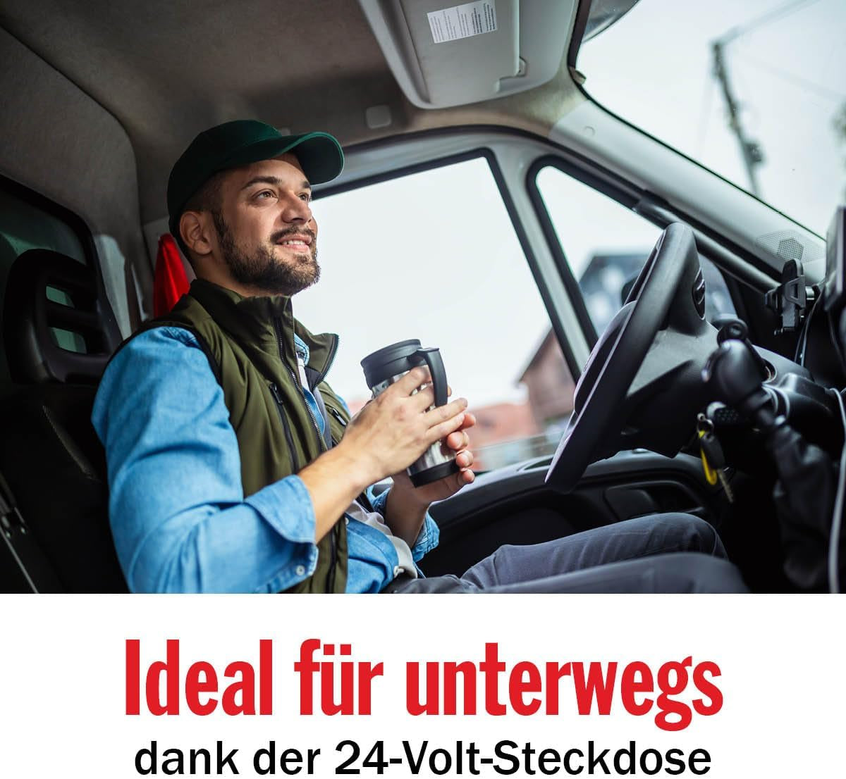 Caffettiera per camion 24V - Caffettiera per camion - Caffettiera con filtro - Caffettiera per tenere in caldo - Caffettiera con caraffa in vetro - Nera