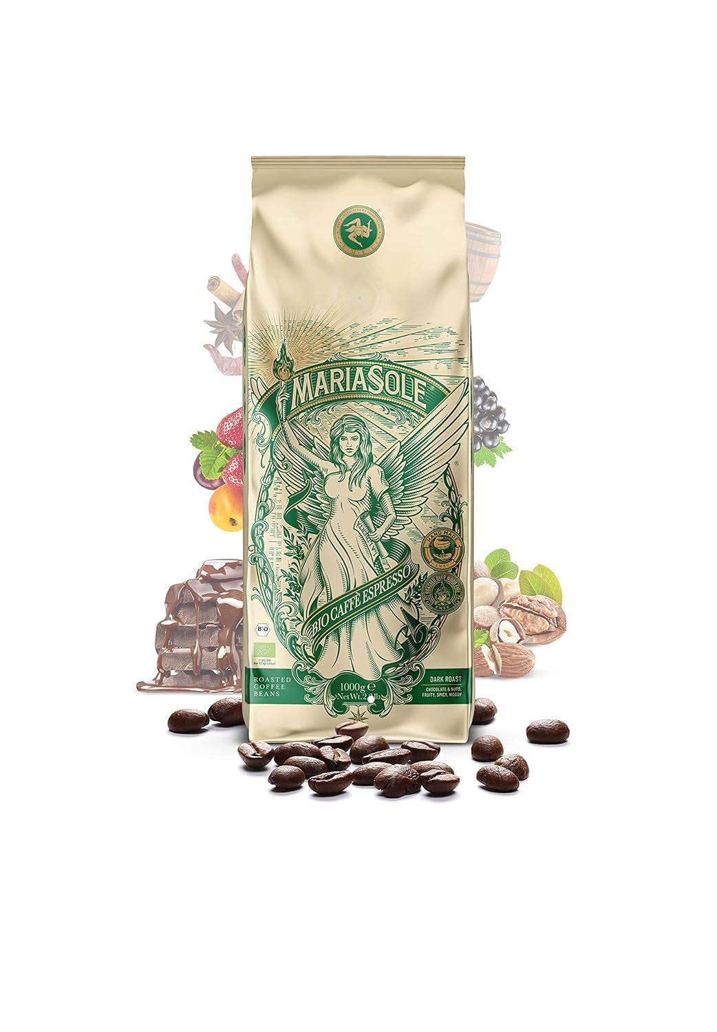 Caffè Espresso Biologico, Bustine da 250g - Tostato Tradizionale su Fuoco a Legna, Artigianale - Caffè in Grani Bio Premium per Macchine Espresso Automatiche e Portafiltro