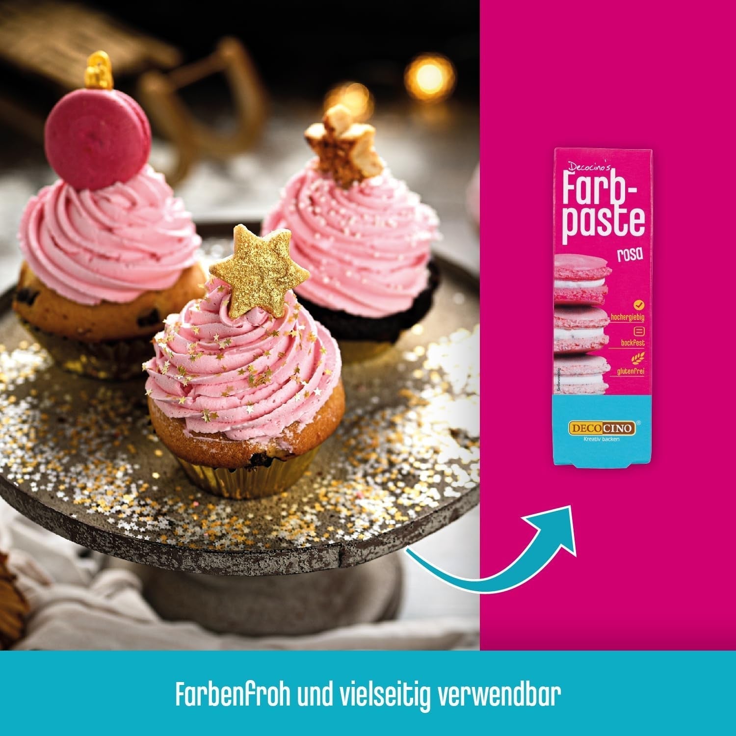 DECOCINO pasta colorante rosa - 20 g - Colorante alimentare, ideale per colorare torte, fondenti e creme - Privo di azoacidi grassi e glutine