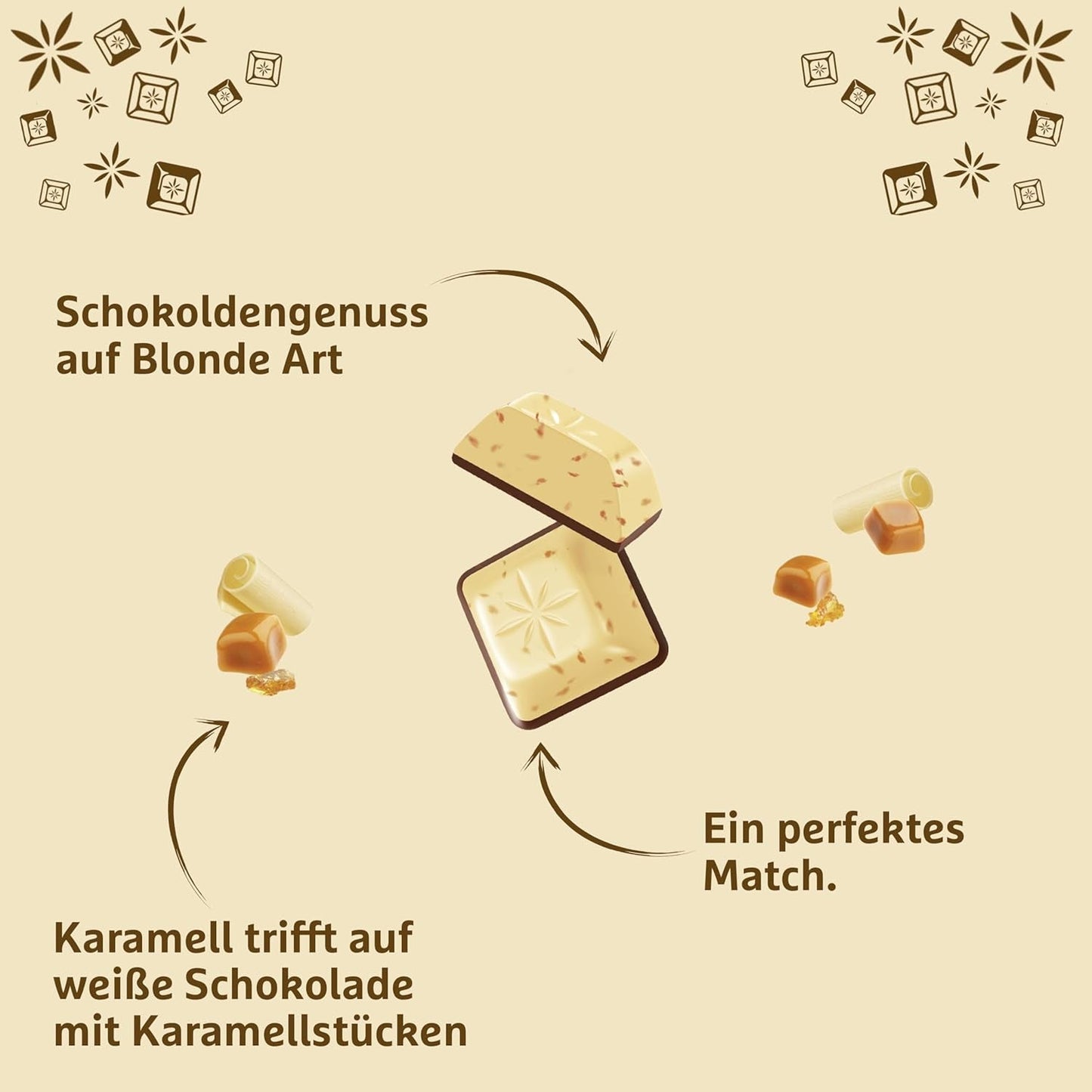 Schogetten Biondo Caramello | Caramello con cioccolato bianco e pezzetti di caramello | Tavoletta di cioccolato 100g | Convenientemente porzionato
