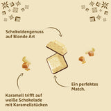 Schogetten Biondo Caramello | Caramello con cioccolato bianco e pezzetti di caramello | Tavoletta di cioccolato 100g | Convenientemente porzionato