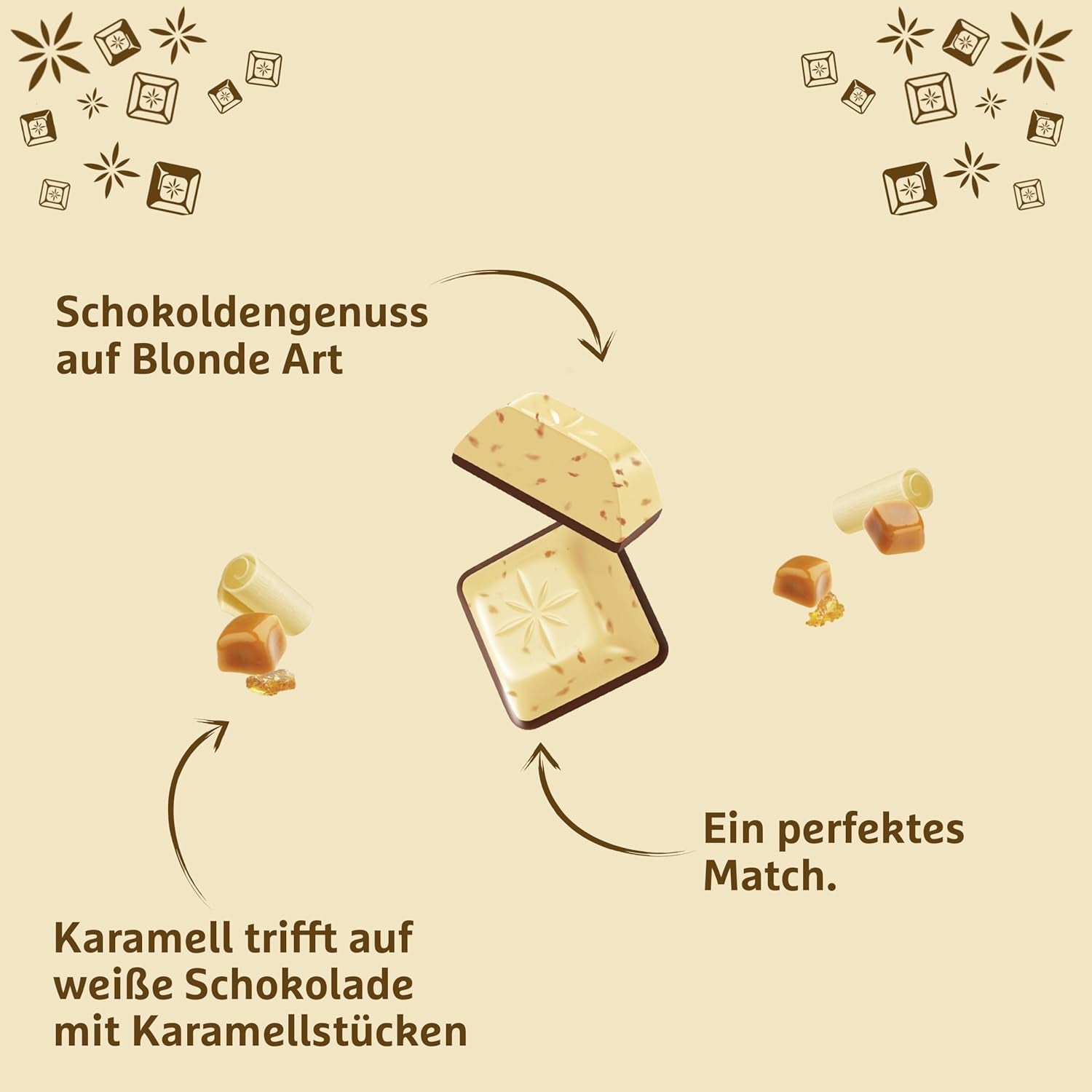 Schogetten Biondo Caramello | Caramello con cioccolato bianco e pezzetti di caramello | Tavoletta di cioccolato 100g | Convenientemente porzionato