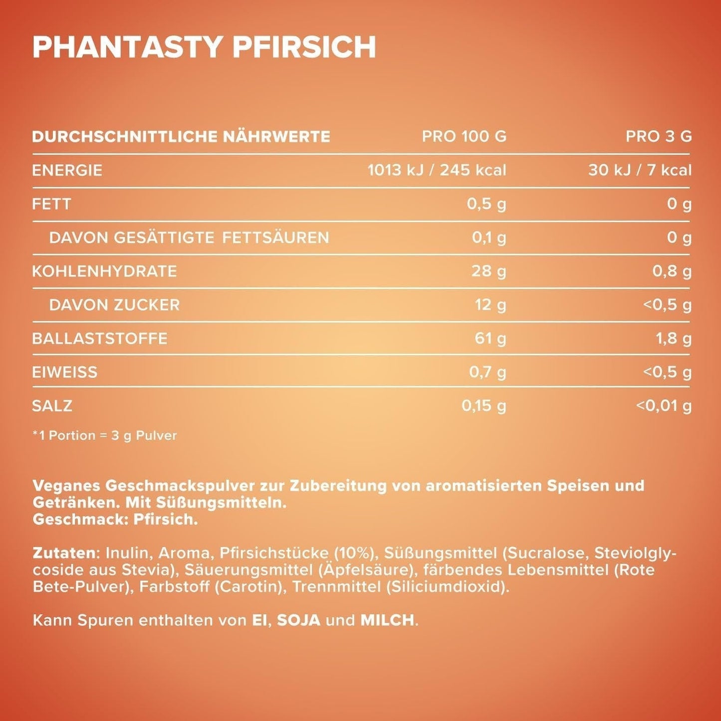 Ironmaxx Phantasty - Dose cremosa alla pesca 250G | Vegan Geschmackspulver Mit Echten Frucht- Oder Nussstückchen | Perfekter Zuckerersatz Dolcificanti Naty Shop