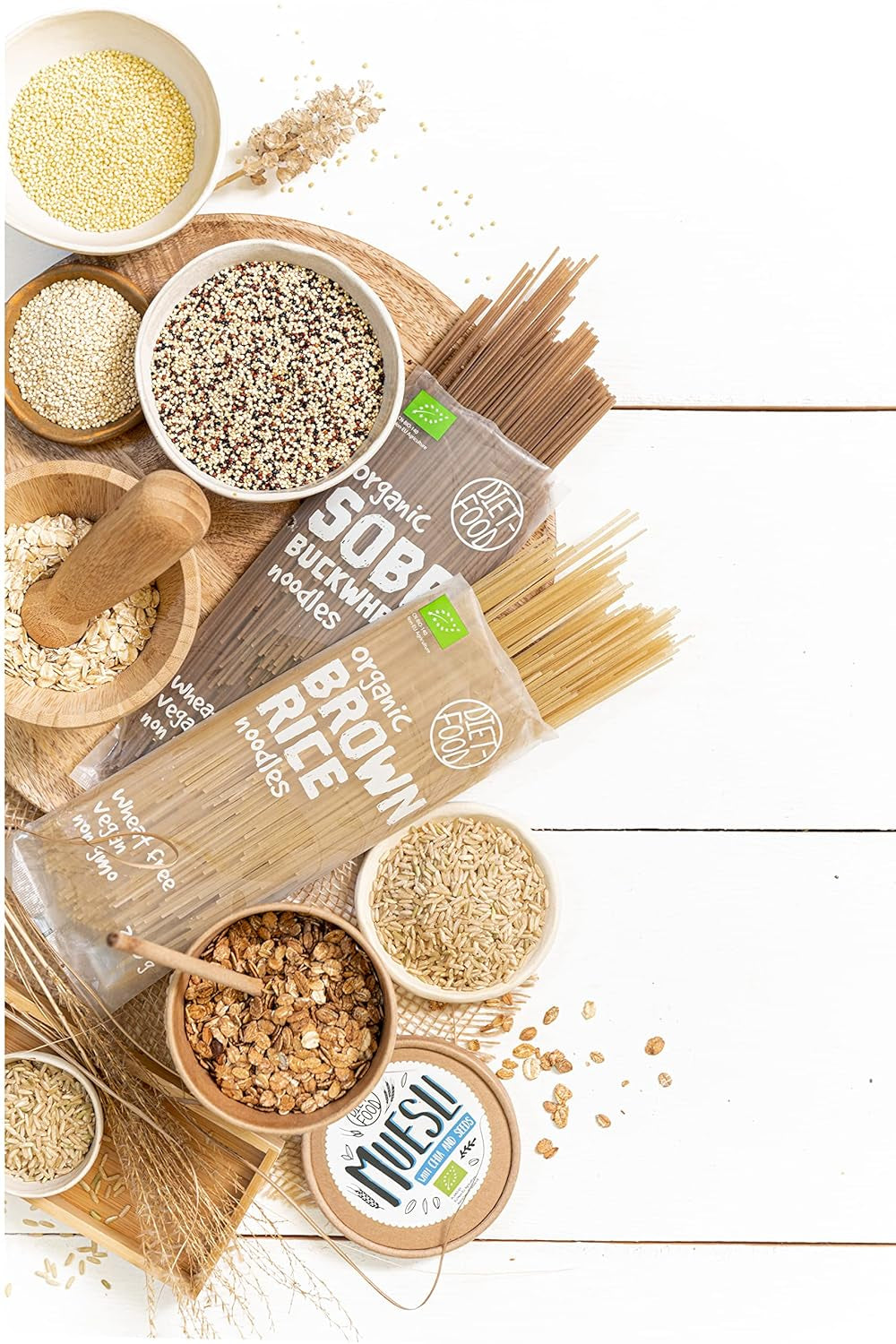 DIET-FOOD Bio Buchweizen Soba Nudeln Lebensmittel Pasta Vegane Glutenfreie Lactosefrei Sojafrei Nudeln für Vegetarian und Veganer 250 Gramm