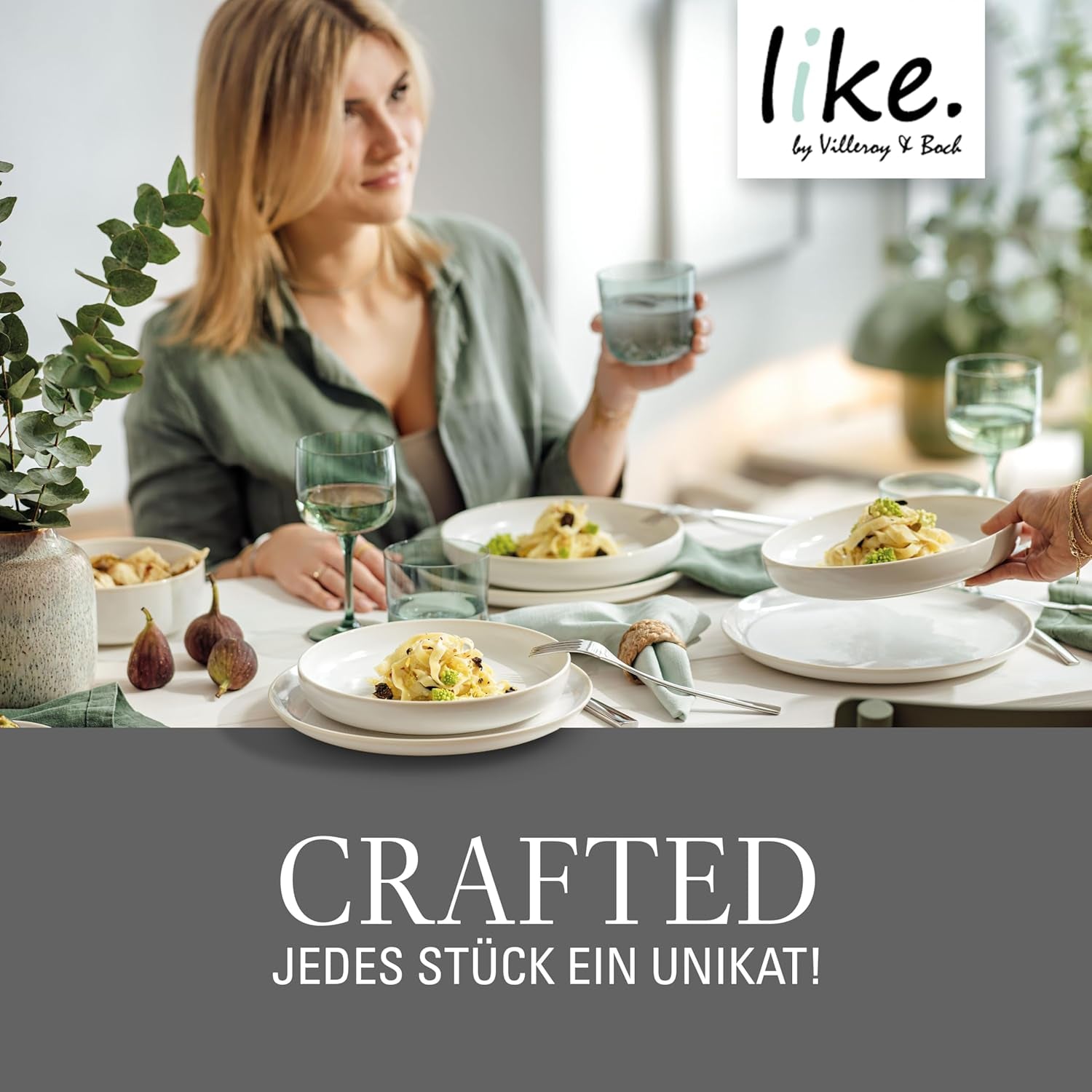 Piace. by Villeroy & Boch – Servizio da tavola in cotone artigianale 4 teilig Weiß, Spülmaschinenfest, Mikrowellensicher, Geschirrset, Tafelservice Modern, Speiseteller, Tiefe Teller, Pottery-Look, Premium Porzellan