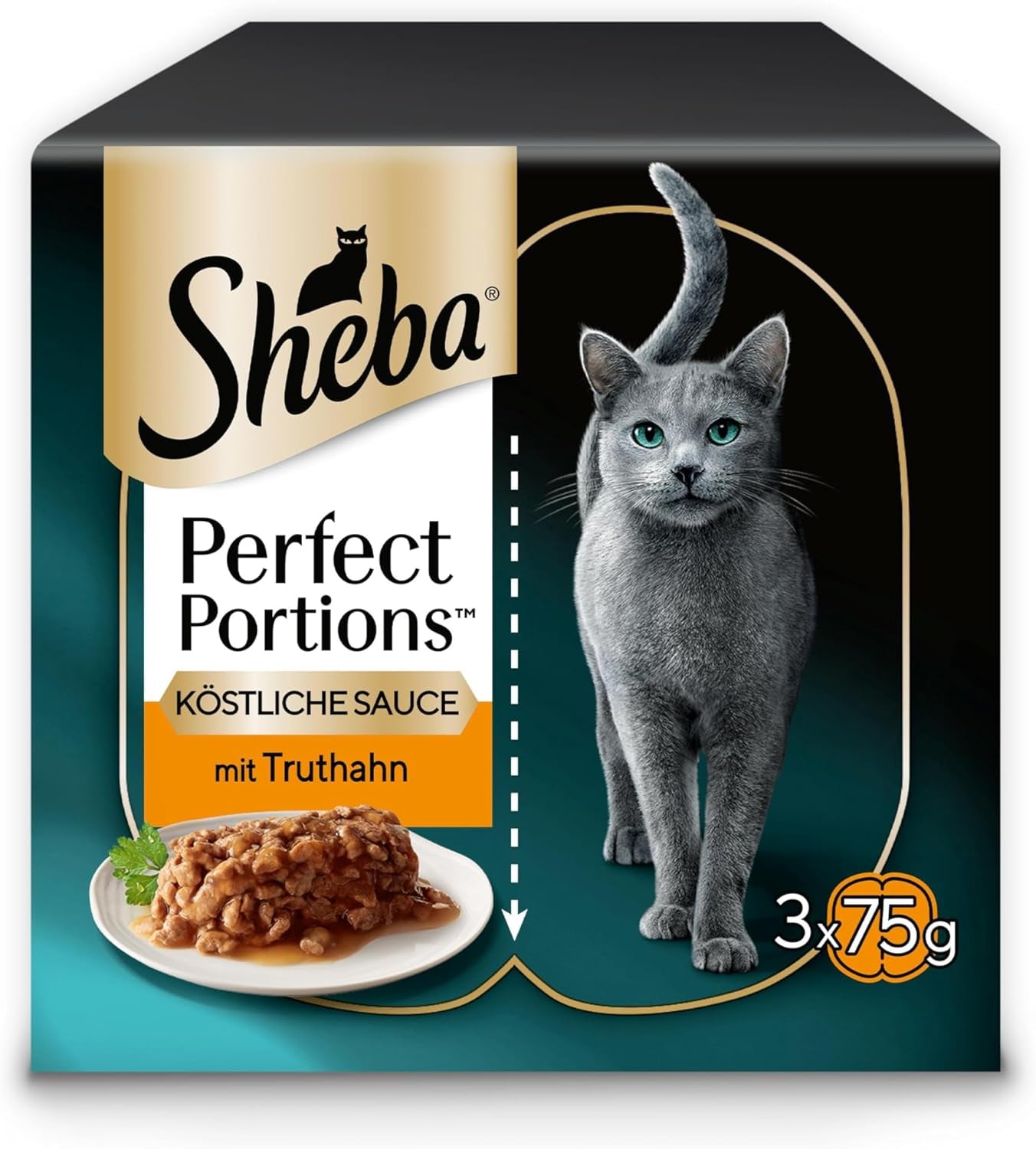 SHEBA Perfect PORTIONS salsa per gatti con tacchino 8 x 3 x (2 x 375g)
