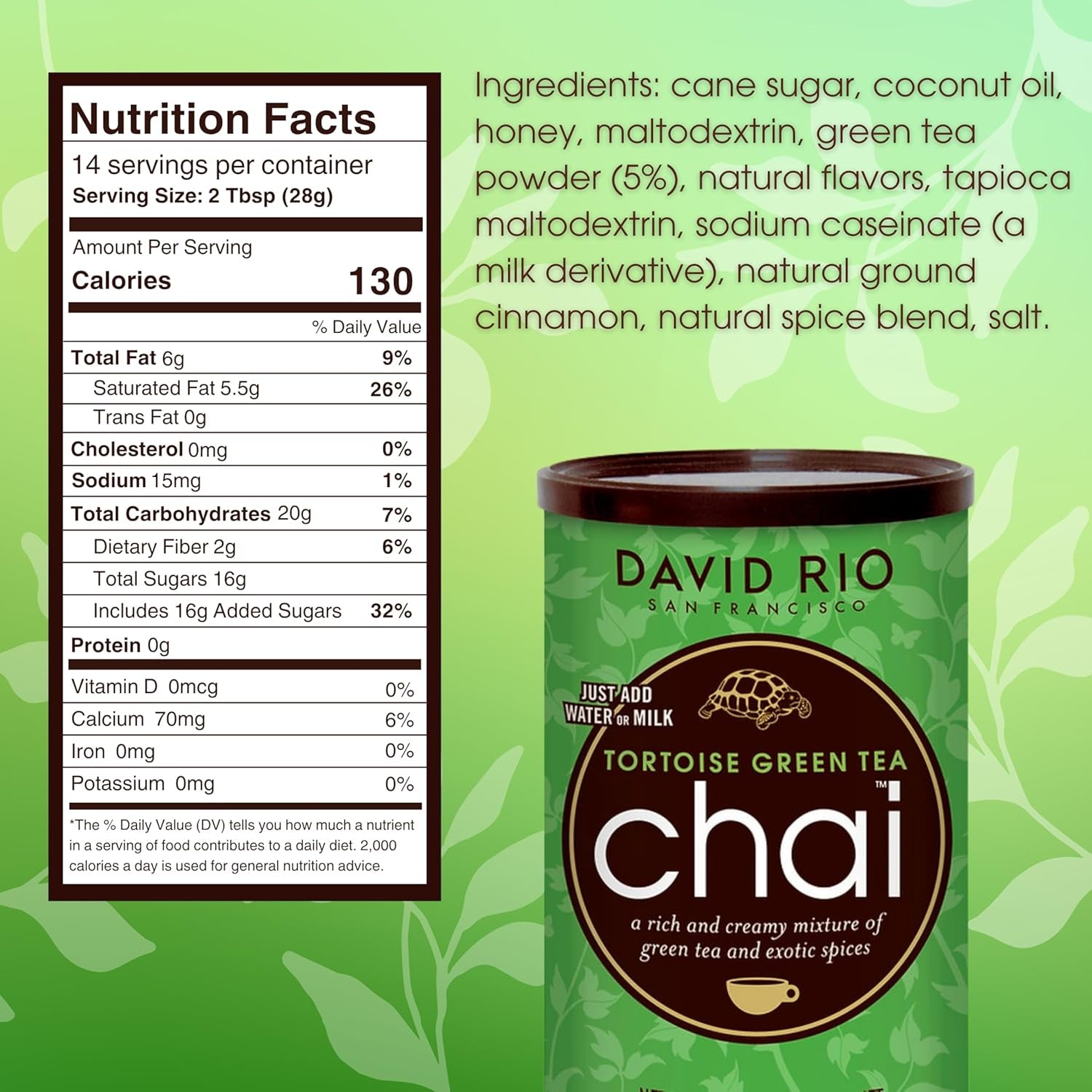 David Rio - Chai verde tartaruga, cartone (1 x 398 g)