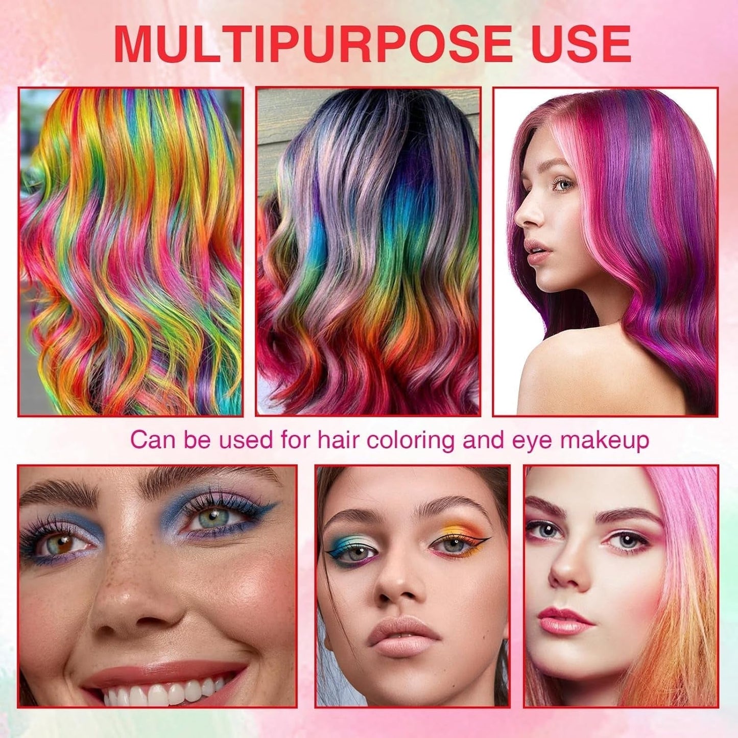 Tintura per capelli temporanea per bambini, 5 colori, lavabile, mascara, gesso per capelli, tintura per capelli Naty Shop