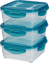 Set di contenitori per congelatore Amazon Basics, con coperchi, a prova di perdite, impilabili, frigorifero/congelatore, senza BPA, plastica, adatti al microonde e alla lavastoviglie, 3 x 1,2 L, contenitori trasparenti per alimenti Naty Shop singoli da 0,8 litri