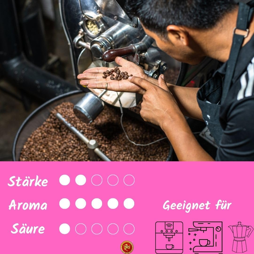 Caffè Organic Espresso in Grani 250g - 100% Biologico - Tostato in Sicilia - Metodo di tostatura artigianale secolare - Grani di Espresso Premium per macchine completamente automatiche e portafiltro