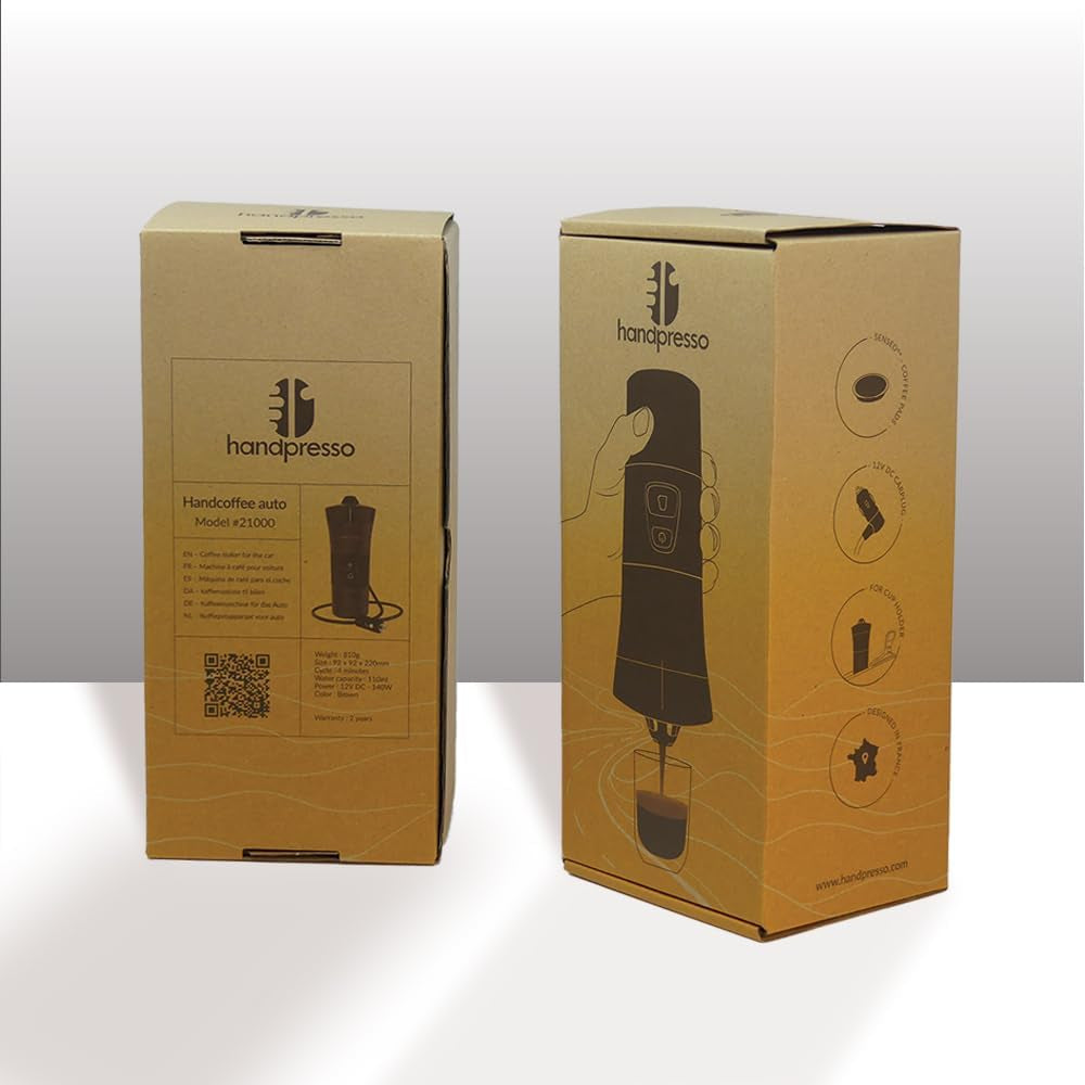Handpresso - Handcoffee Auto 21000 | Macchina per caffè espresso per auto da 12 V - Macchina per caffè espresso da 12 Volt per auto | Macchina per caffè espresso Senseo Pad per auto - Macchina per caffè espresso da viaggio 12V | Espressore da 12 Volt per camper
