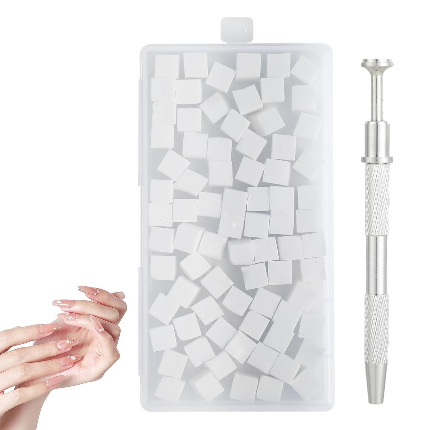 Nägel Selber Machen,Nageldesign-Hilfsmittel,100 pezzi Nail Art Schwämme con metallo, Schwammpinsel e applicatore con pennello in spugna per disegni per nail art sfumati