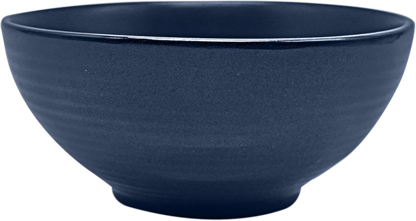 ECHTWERK "Alicia" Set di stoviglie combinate vintage da 16 pezzi Design moderno per 4 persone Elegante set di stoviglie in gres blu scuro con 4 piatti 4 piatti laterali 4 ciotole 4 tazze da tè