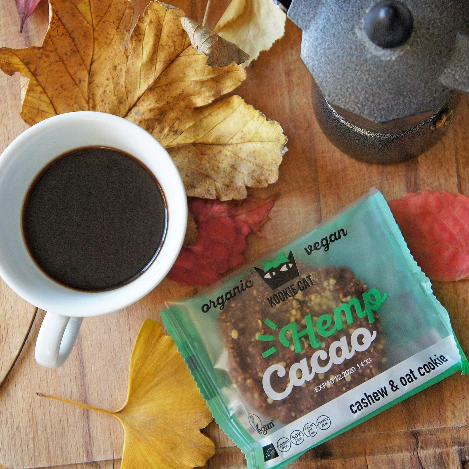 Biscotti biologici con semi di canapa e cacao - Vegani senza glutine e senza soia, anacardi e avena, confezionati singolarmente - Confezione multipla da 12 x 50 g