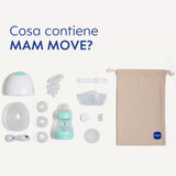 MAM Move Tiralatte portatile con 3 modalità di funzionamento e 5 livelli di intensità, rivestimento in silicone Skinsoft, regolabile in 4 taglie Accessori Alimentazione e Allattamento Bebe Naty Shop
