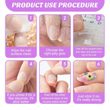 Tamponi di colla per unghie da 240 pezzi, foglio adesivo per unghie finte, 10 fogli adesivi biadesivi trasparenti e traspiranti super adesivi (gel gelatina) per manicure e unghie artificiali, incluso set manicure