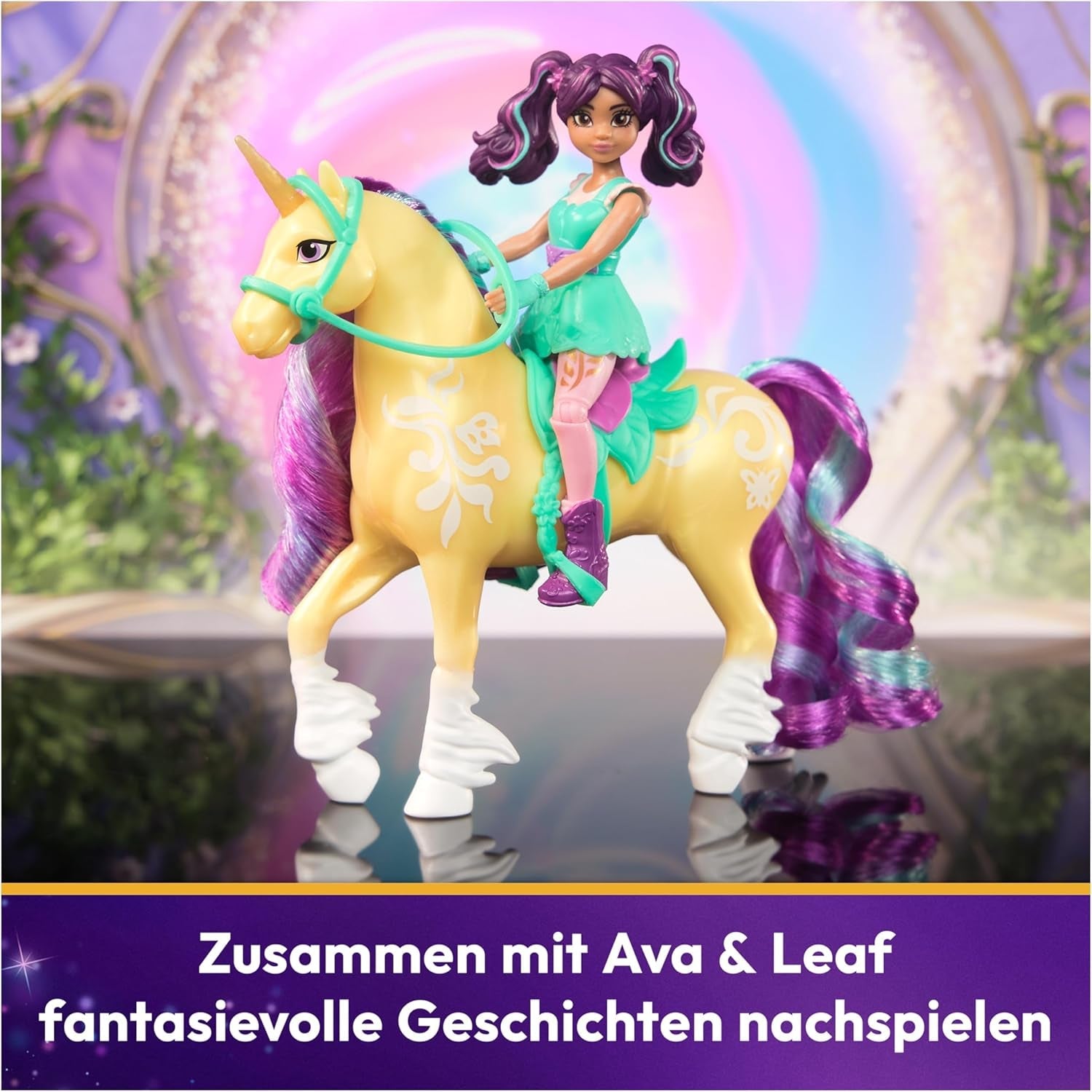 Unicorn Academy AVA e Unicorn Leaf Set - Personaggi originali alti circa 12 cm della popolare serie Netflix Con due accessori e spazzole per capelli Per giochi di ruolo fantasiosi, per bambini dai 4 anni in su Action figures Naty Shop