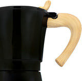 Caffettiera elettrica italiana Jocca Caffettiera manuale portatile da 6 tazze in alluminio con manico in legno stile moka nera