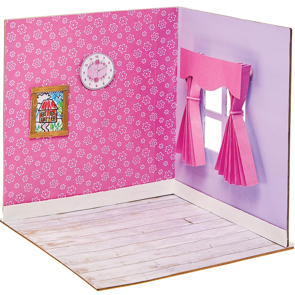 Kit mini casa delle bambole in legno Baker Ross FN255 - Kit casa delle bambole da 1 pezzo per bambini